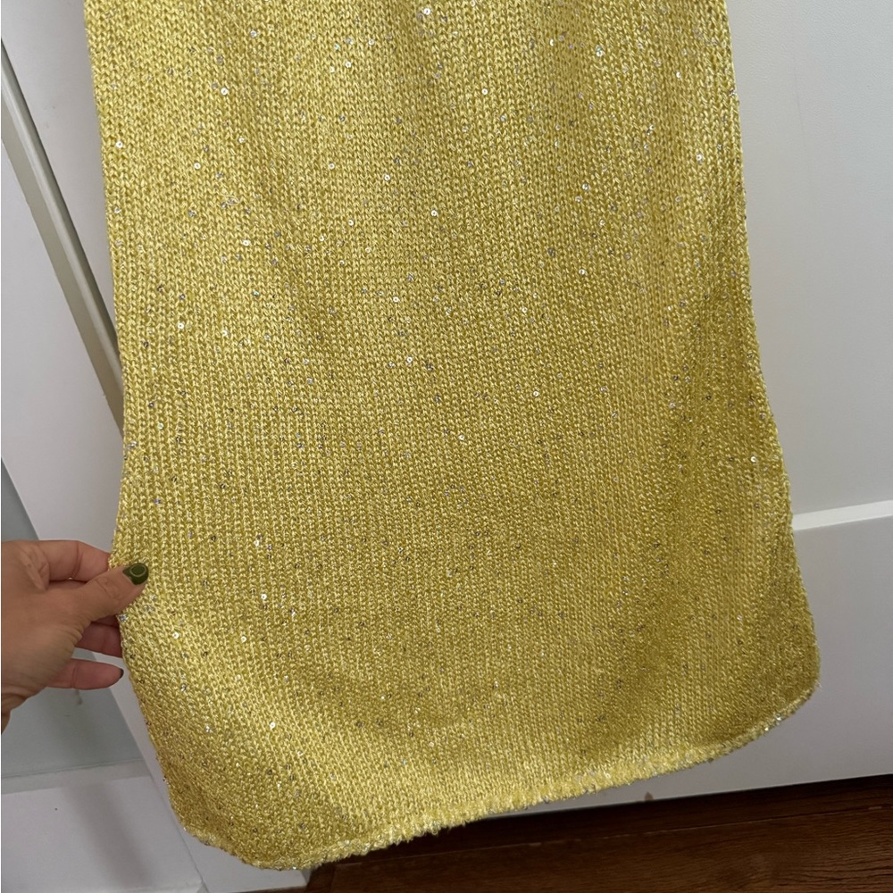 Asta Resort Natalia Sequin Knit Dress Chartreuse Yellow NEW with tags - Picture 5 of 14